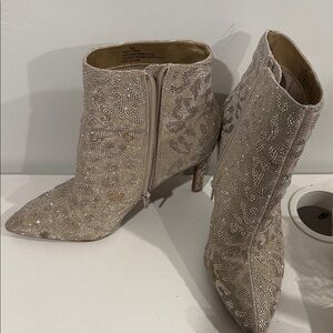Gianni Bini Sparkling Beige Heeled Boots